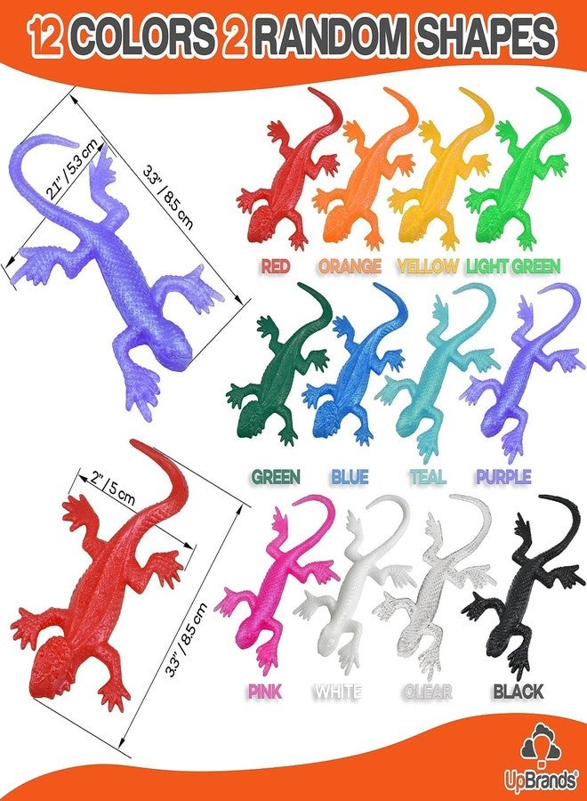 UpBrands 48 Super Stretchy Lizard Toys 3" Bulk Set, 12 Colors, Gecko Kit for Birthday Party Favors for Kids, Goodie Bags, Easter Egg Basket Stuffers, Pinata Filler, Classroom Prizes - Image 2